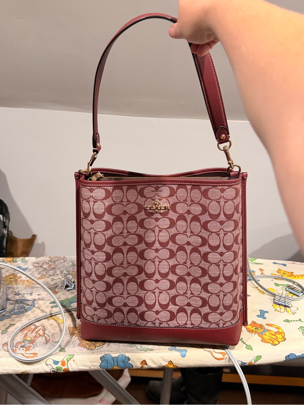 Coach Pink Rose Signature Jacquard Shoulder Bag